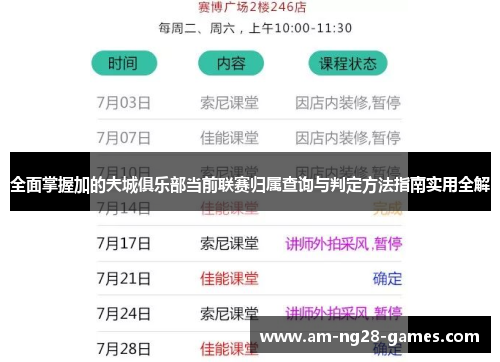 全面掌握加的夫城俱乐部当前联赛归属查询与判定方法指南实用全解 全面掌握加的夫城俱乐部当前联赛归属查询与判定方法指南实用全解